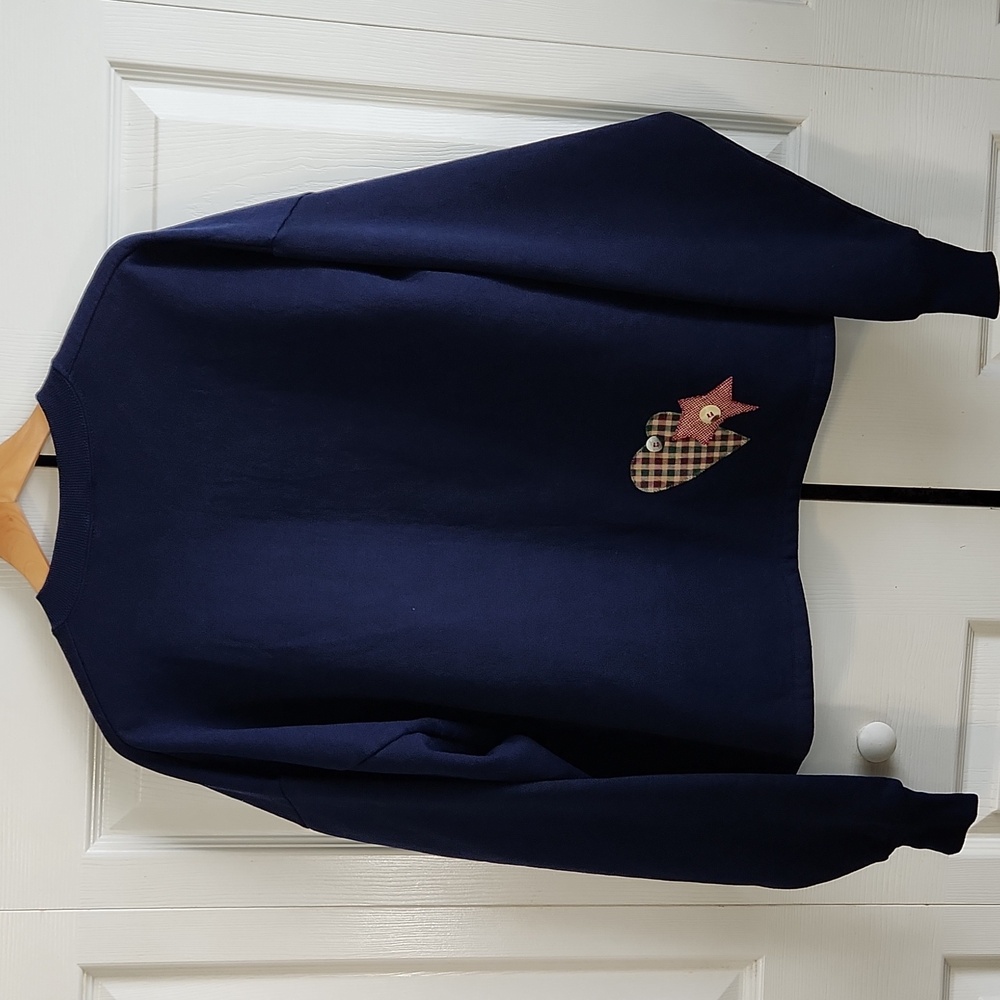 Vintage Jerzees‎ Womens Blue Sweatshirt Cardigan Size XL 90s Cabin Cottagecore - Picture 2 of 11